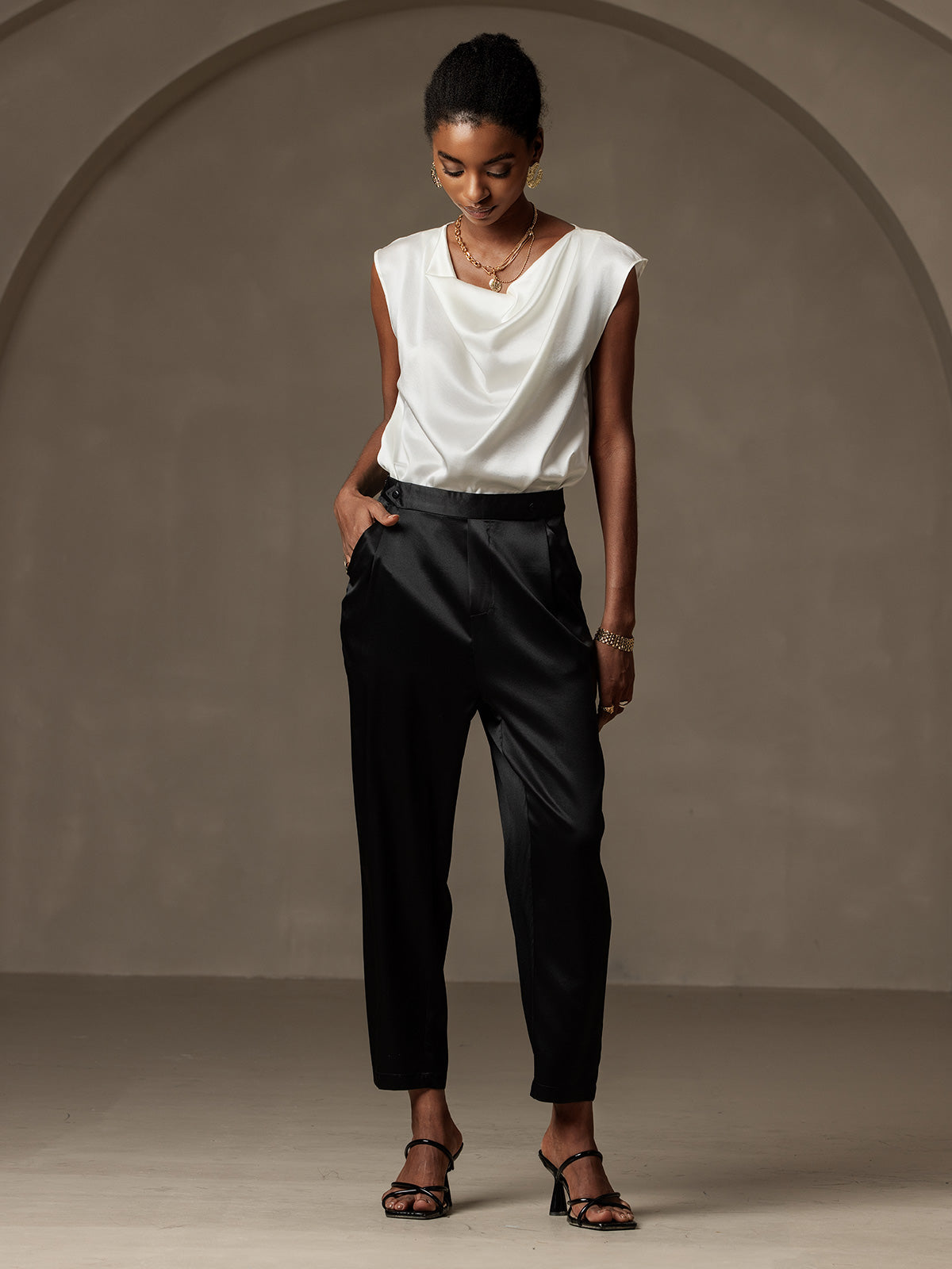 [Musta] SilkSilky-FI 19Momme Womens Pants 001