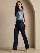 [Tummansininen] SilkSilky-FI 19Momme Silk Womens Pants 008