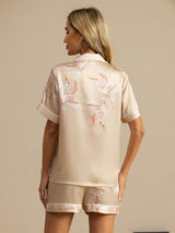 [Samppanja] SilkSilky-FI Short Sleeve Notkokaulus Naisten Pyjamat 002