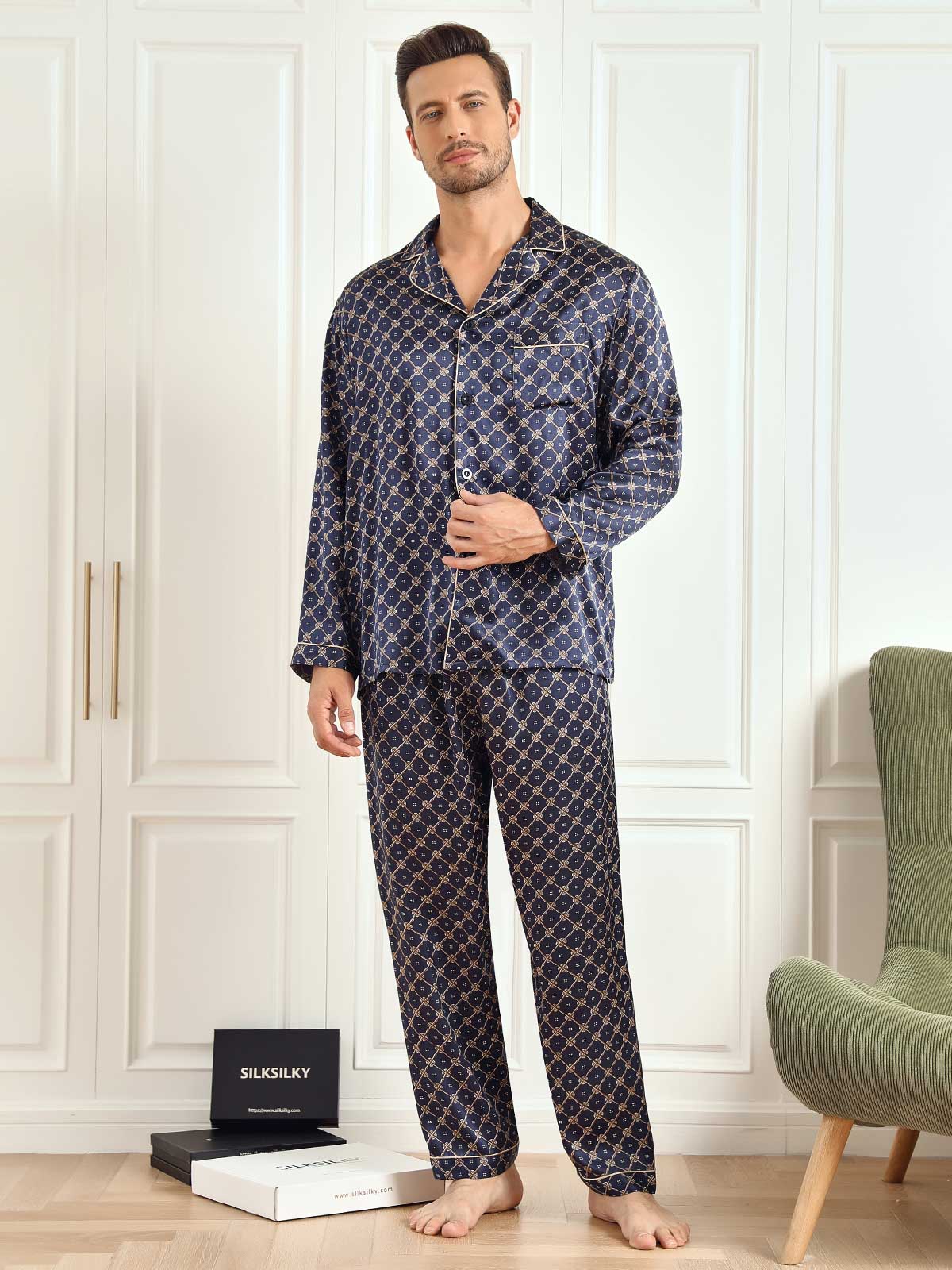 [Laivasto Ketju] SilkSilky-FI 19Momme Mens Pajamas 004
