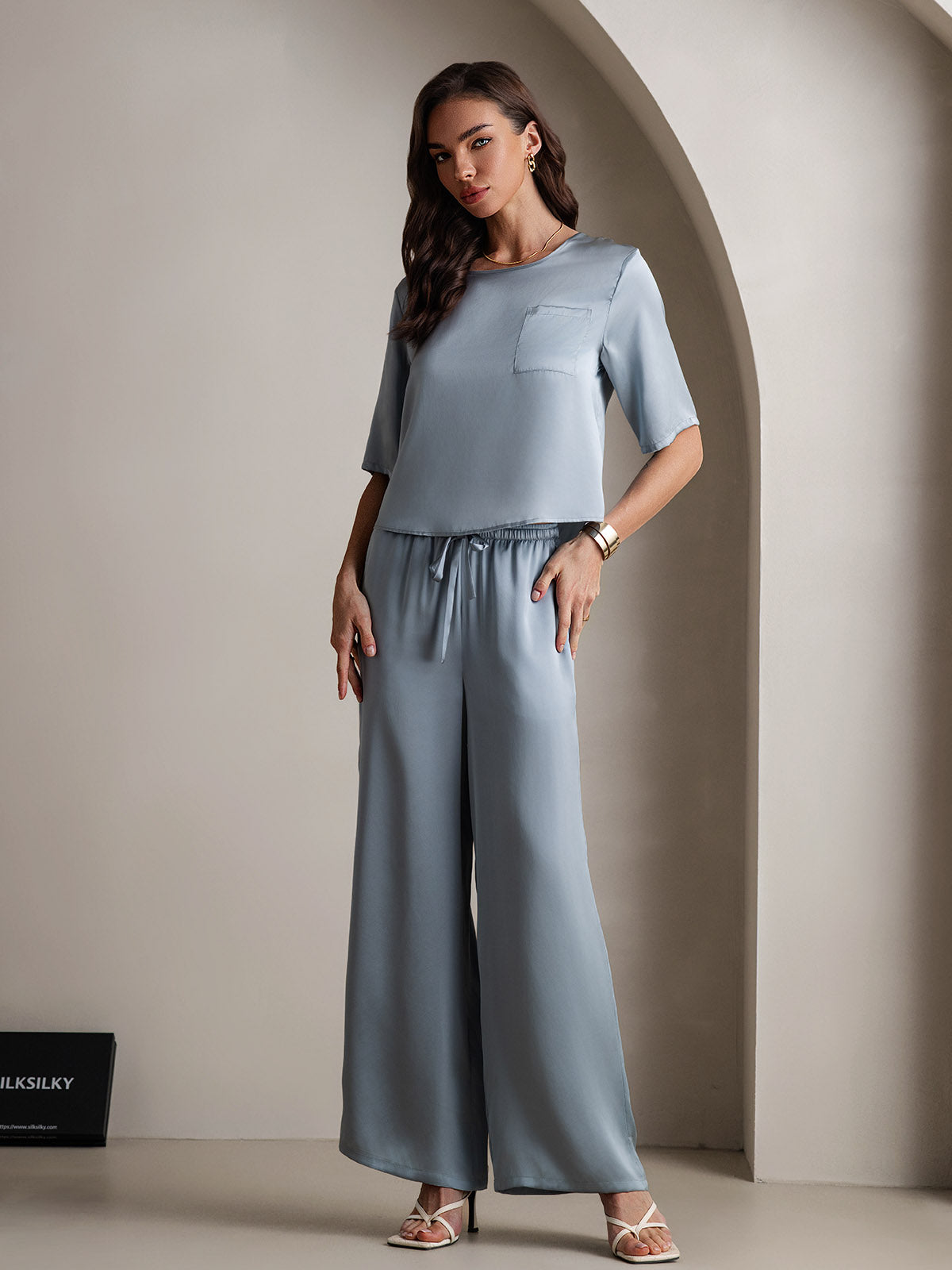 [Harmaansininen] SilkSilky-FI Womens Pajamas 005