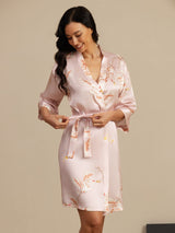 [Pinkki] SilkSilky-FI 3/4 Sleeve Naisten Aamutakki 003