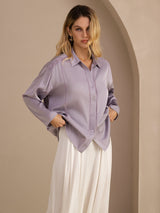 [Violetti] SilkSilky-FI Long Sleeve Lapel Collar Pusero 001