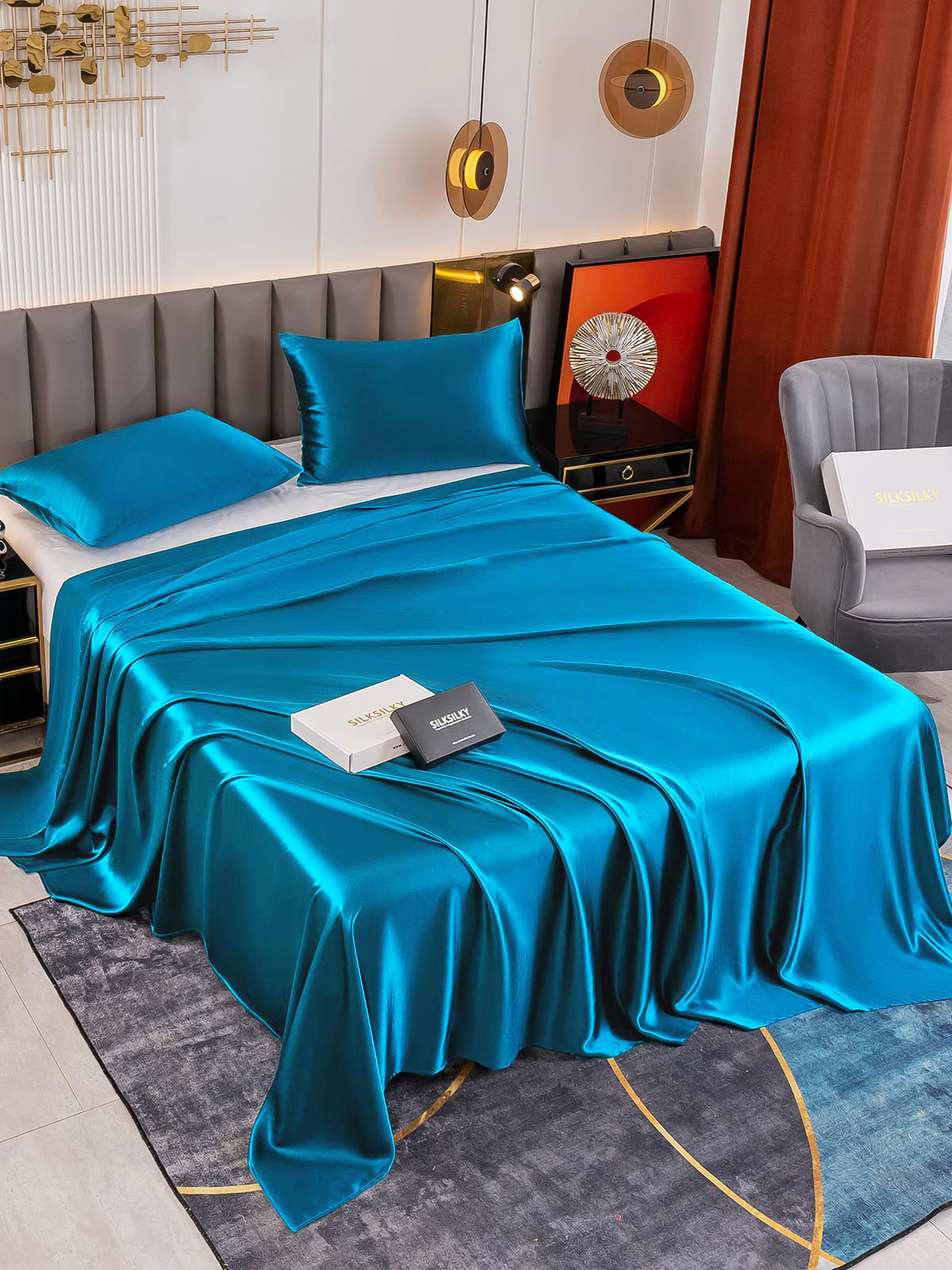 [Sinivihreä] SilkSilky-FI 19Momme Bedding Set 001
