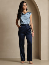 [Tummansininen] SilkSilky-FI 19Momme Silk Womens Pants 007