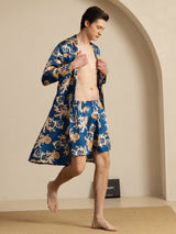 [Navy Lohikäärme] SilkSilky-FI Long Sleeve Miesten Pyjamat 005