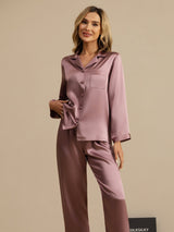 [Vaalean Mauve] SilkSilky-FI Long Sleeve Notkokaulus Naisten Pyjamat 003