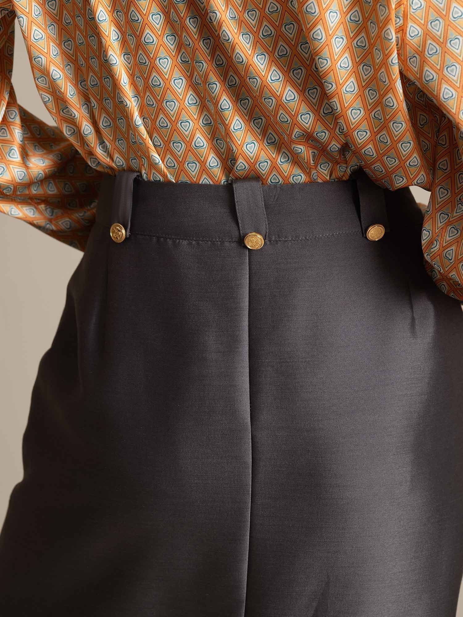 [Harmaa] SilkSilky-FI 32Momme Silk-Wool Blend Skirt 005,