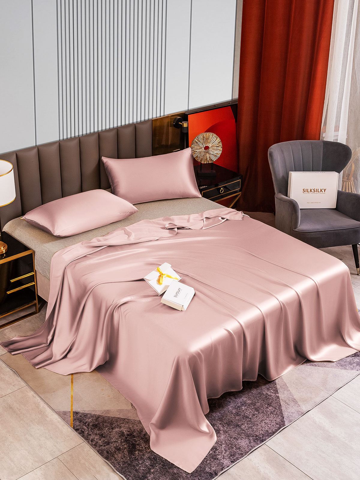 [Vaalean Mauve] SilkSilky-FI 22Momme Bedding Set 002