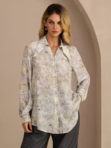[Salvia Kukka] SilkSilky-FI Long Sleeve Lapel Collar Pusero 001