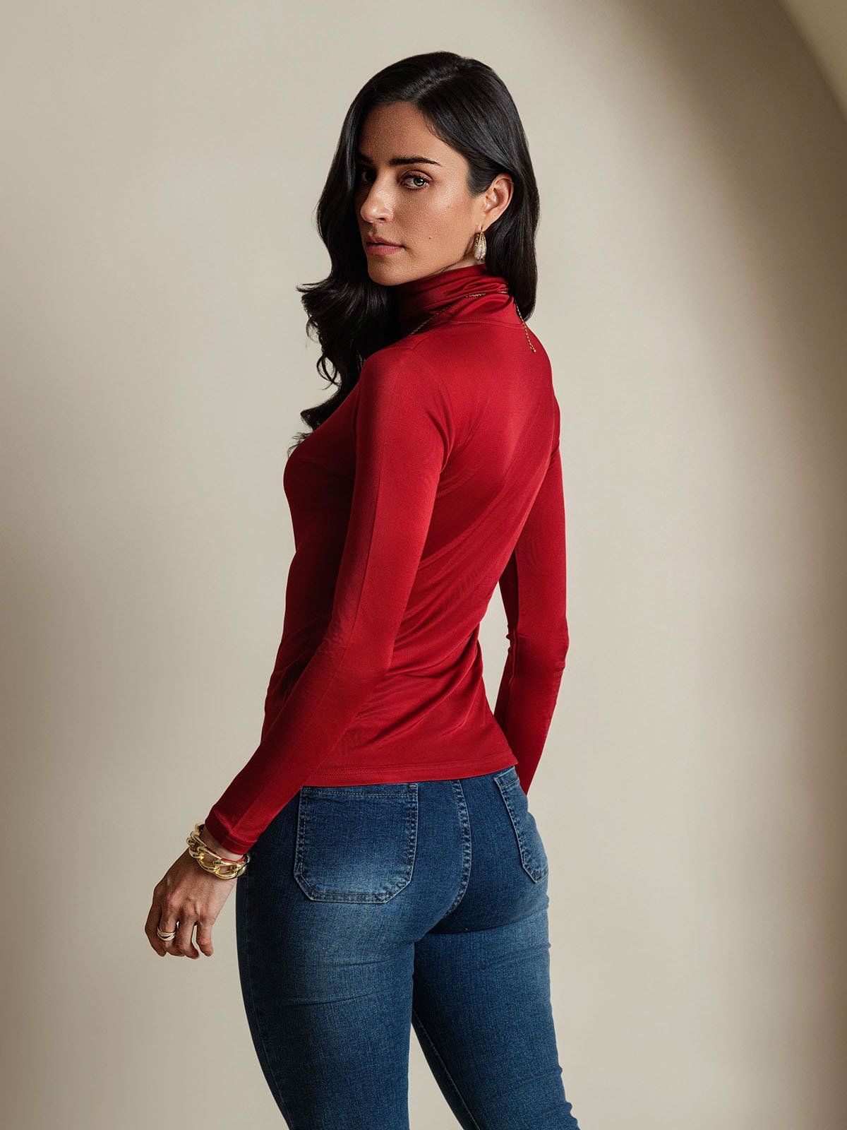 [Viini] SilkSilky-FI Pitkähihainen Poolokaulus Naisten T-paita 002