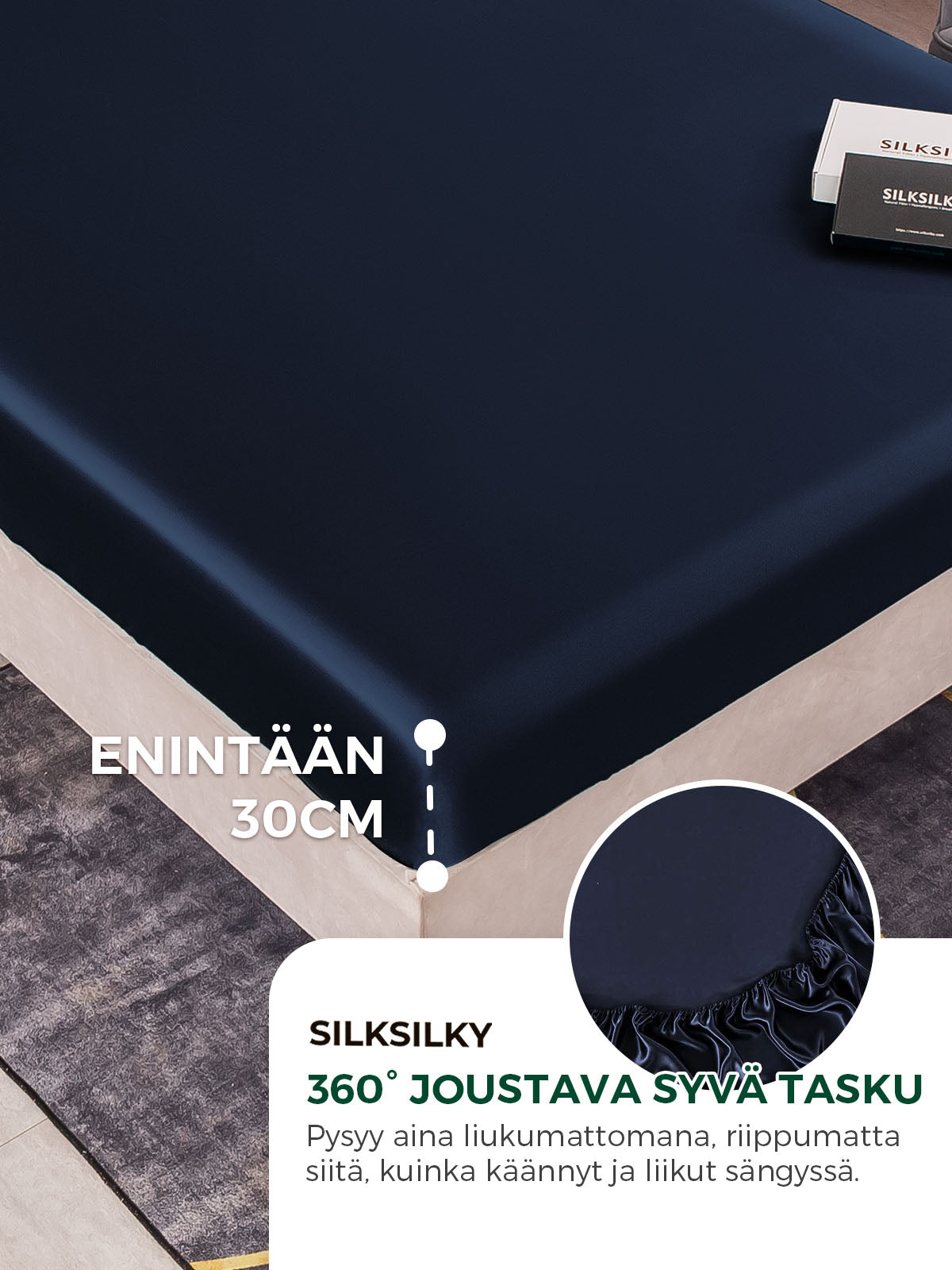 [Tummansininen] SilkSilky-FI 19Momme Sheet 004