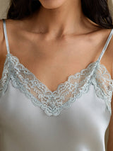 [Harmaansininen] SilkSilky-FI Spaghetti Strap V Neck Yöpaita 004