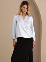 [Vaaleansininen] SilkSilky-FI Long Sleeve Wrap Naisten Puserot 001