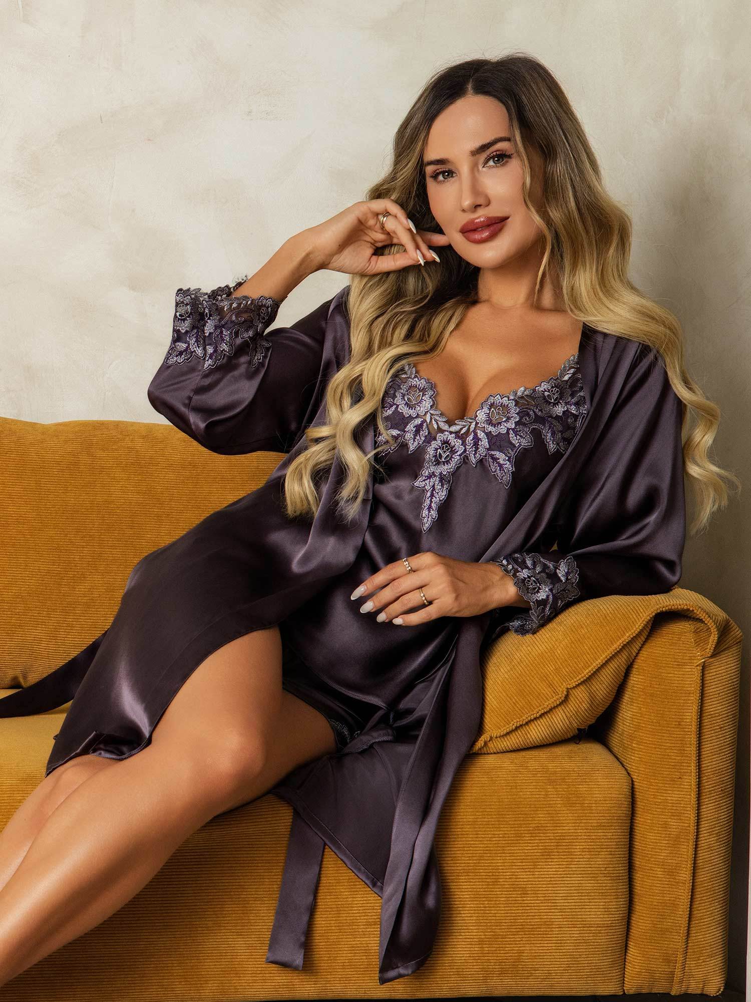 [Purppuranharmaa] SilkSilky-FI Nightgown&Robe Set 005