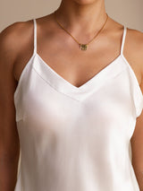 [Valkoinen] SilkSilky-FI Spaghetti Strap V Neck Camisole Top 003