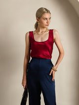 [Viini] SilkSilky-FI 19Momme Hihaton Syvä Pyöreä Pääntie Camisole Top 005