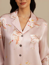 [Pinkki] SilkSilky-FI Long Sleeve Lapel Collar Unipaita 005