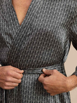 [Musta Ginkgo] SilkSilky-FI Long Sleeve V Neck Miesten Aamutakki 006