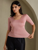 [Kamee Ruusu] SilkSilky-FI Half Sleeve Naisten T-paita 006