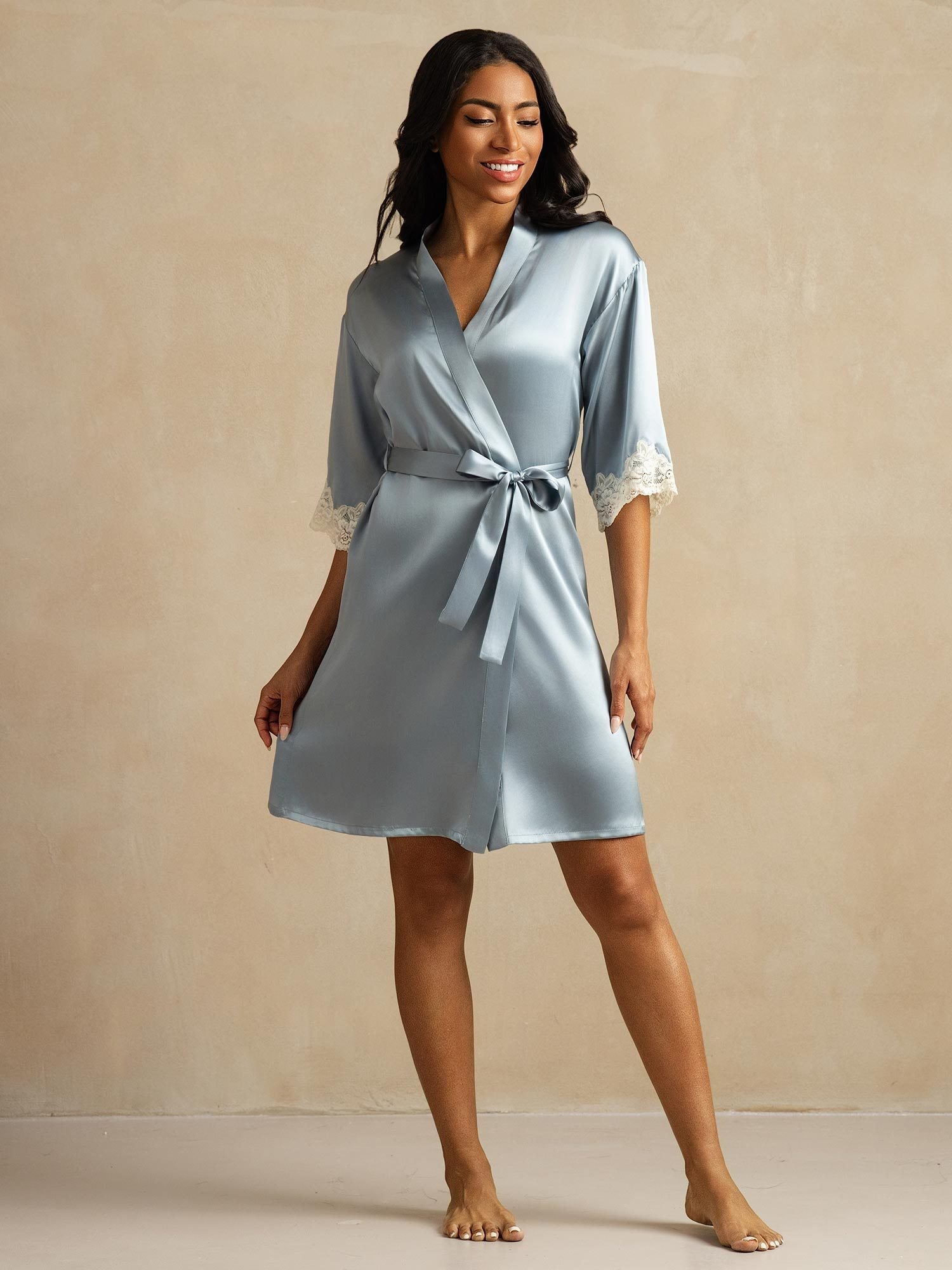 [Harmaansininen] SilkSilky-FI Womens Robe 006