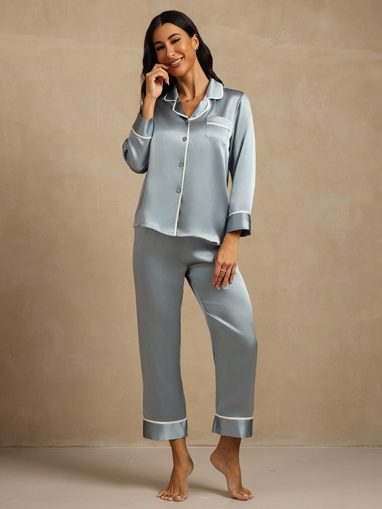 [Harmaansininen] SilkSilky-FI Womens Pajamas 006