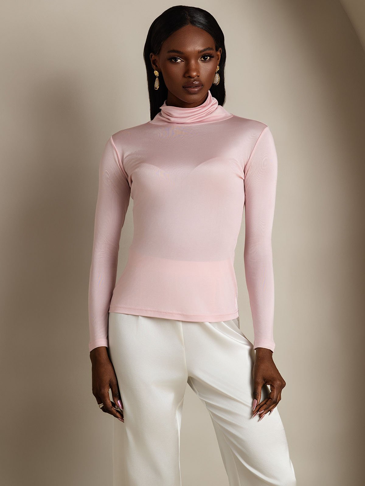 [Korallinpunainen] SilkSilky-FI Silk Long Sleeve Womens T-Shirt 001