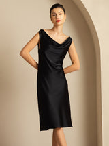 [Musta] SilkSilky-FI Sleeveless Cowl Neck Mekko 006