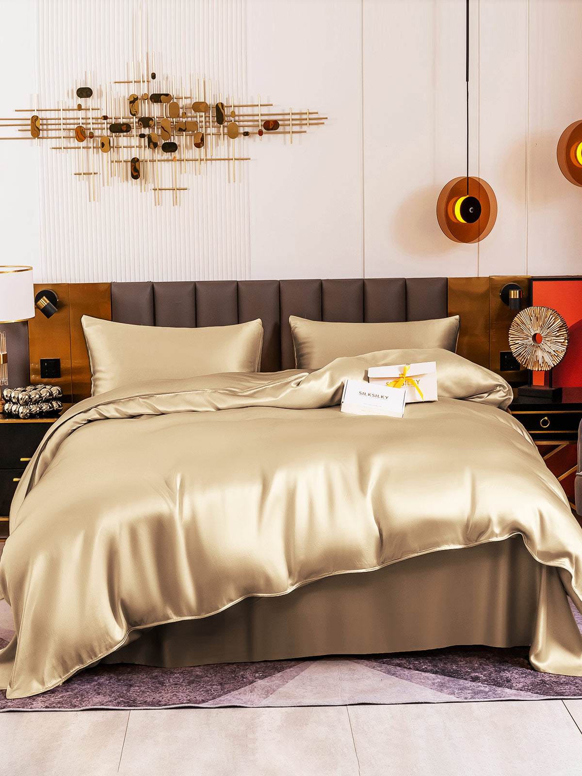 [Beige] SilkSilky-FI 19Momme Bedding Set 001