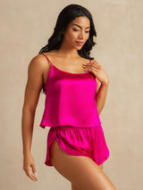 [Ruusunpunainen] SilkSilky-FI Spaghetti Strap Camisole Setti 003