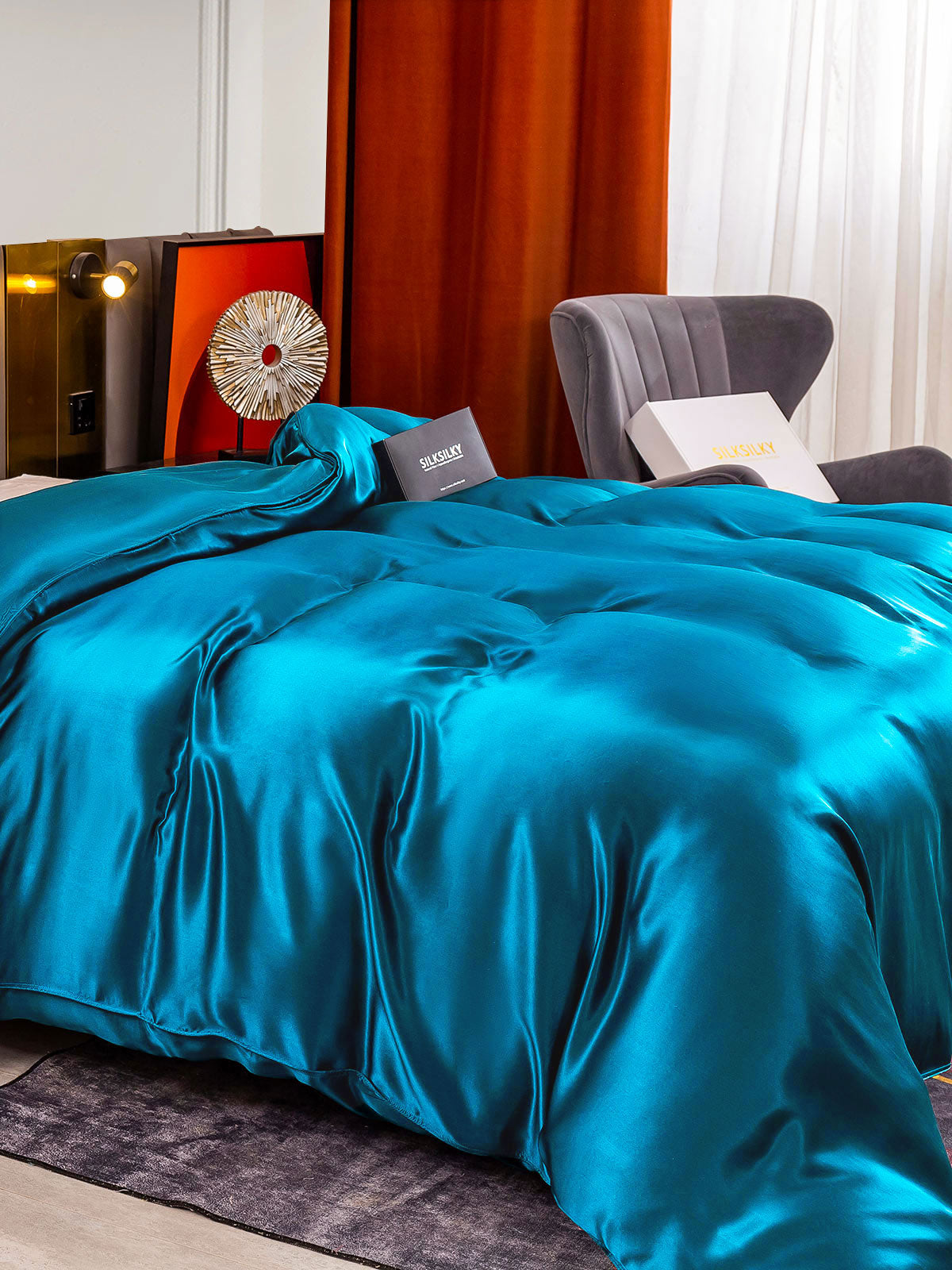 [Sinivihreä] SilkSilky-FI 25Momme Duvet Cover 001