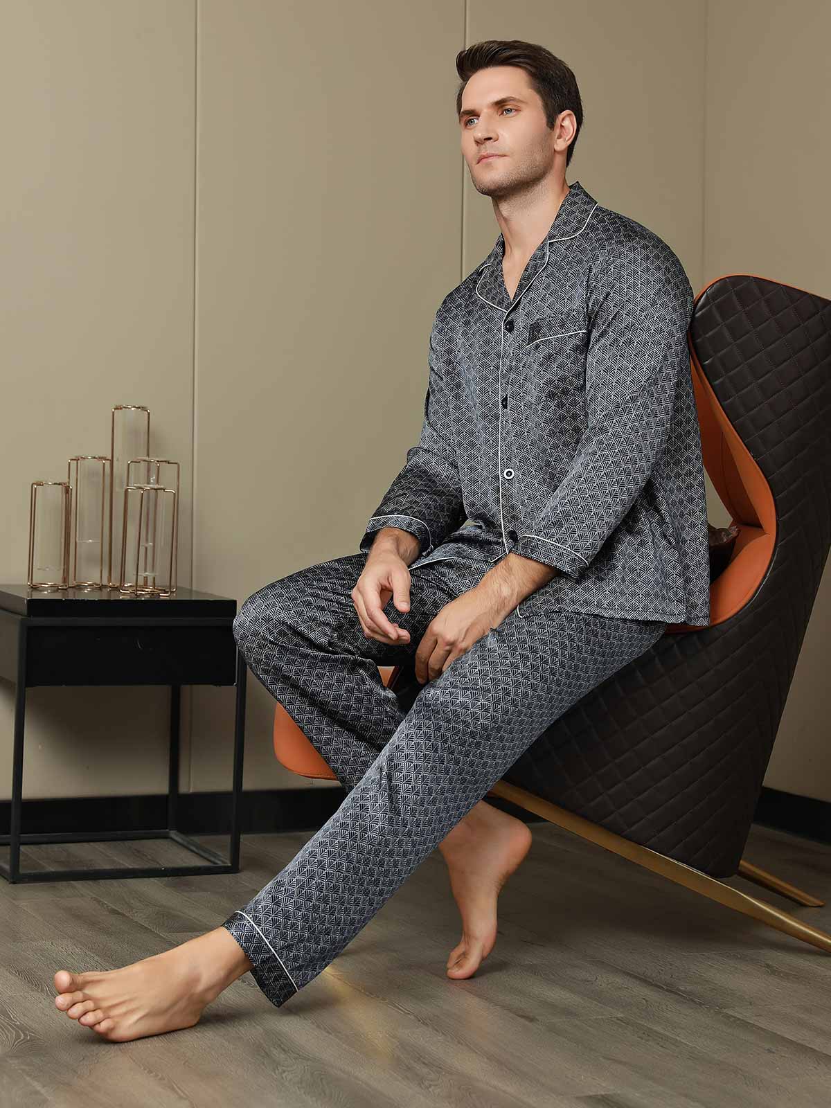 [Laivasto Ginkgo] SilkSilky-FI 19Momme Mens Pajamas 003