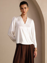 [Valkoinen] SilkSilky-FI Long Sleeve Wrap Naisten Puserot 003