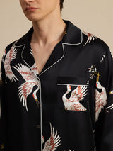 [Musta] SilkSilky-FI Long Sleeve Notkokaulus Miesten Pyjamat 005