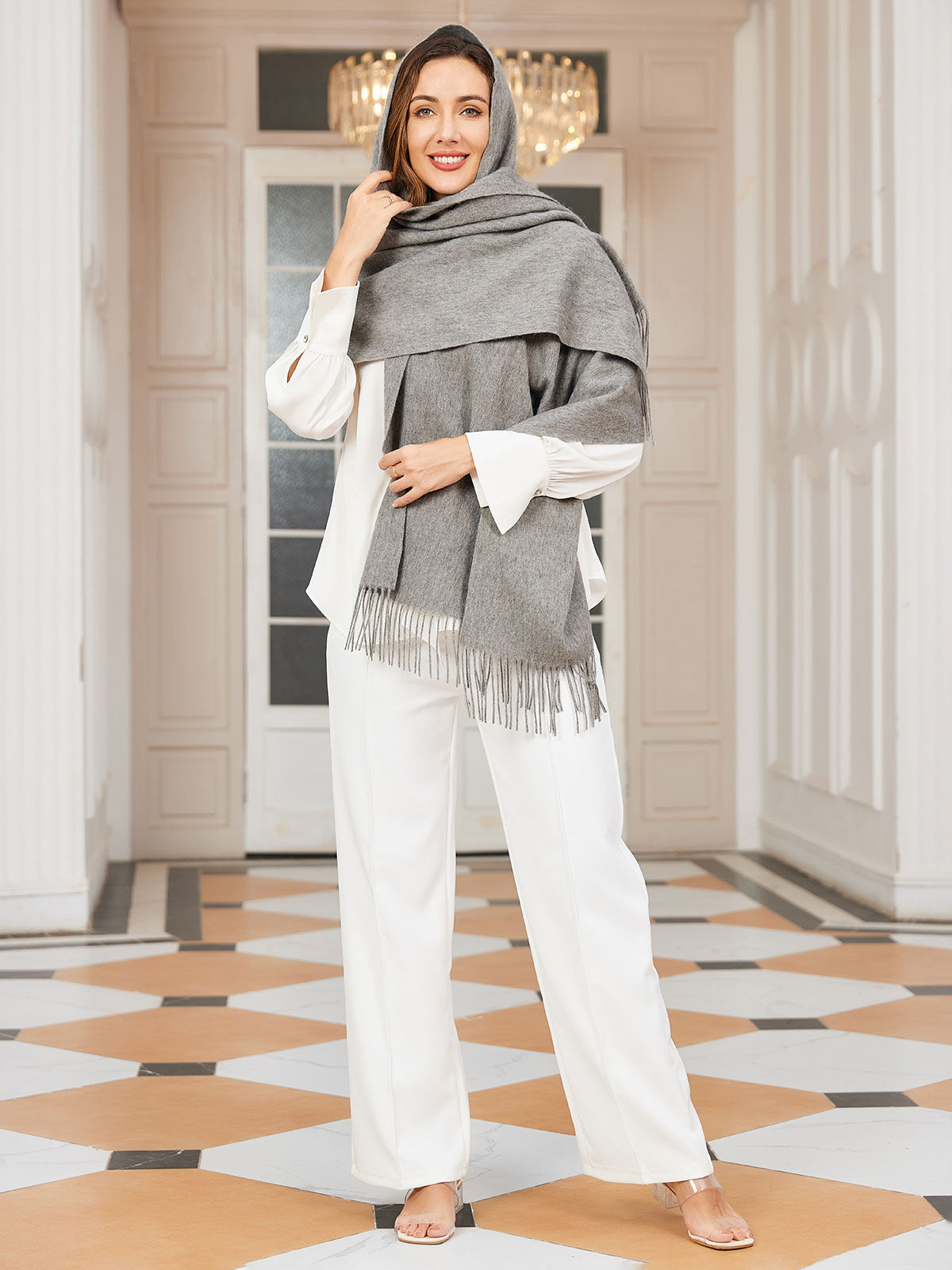 [Harmaa] SilkSilky-FI Villa Huivi 002