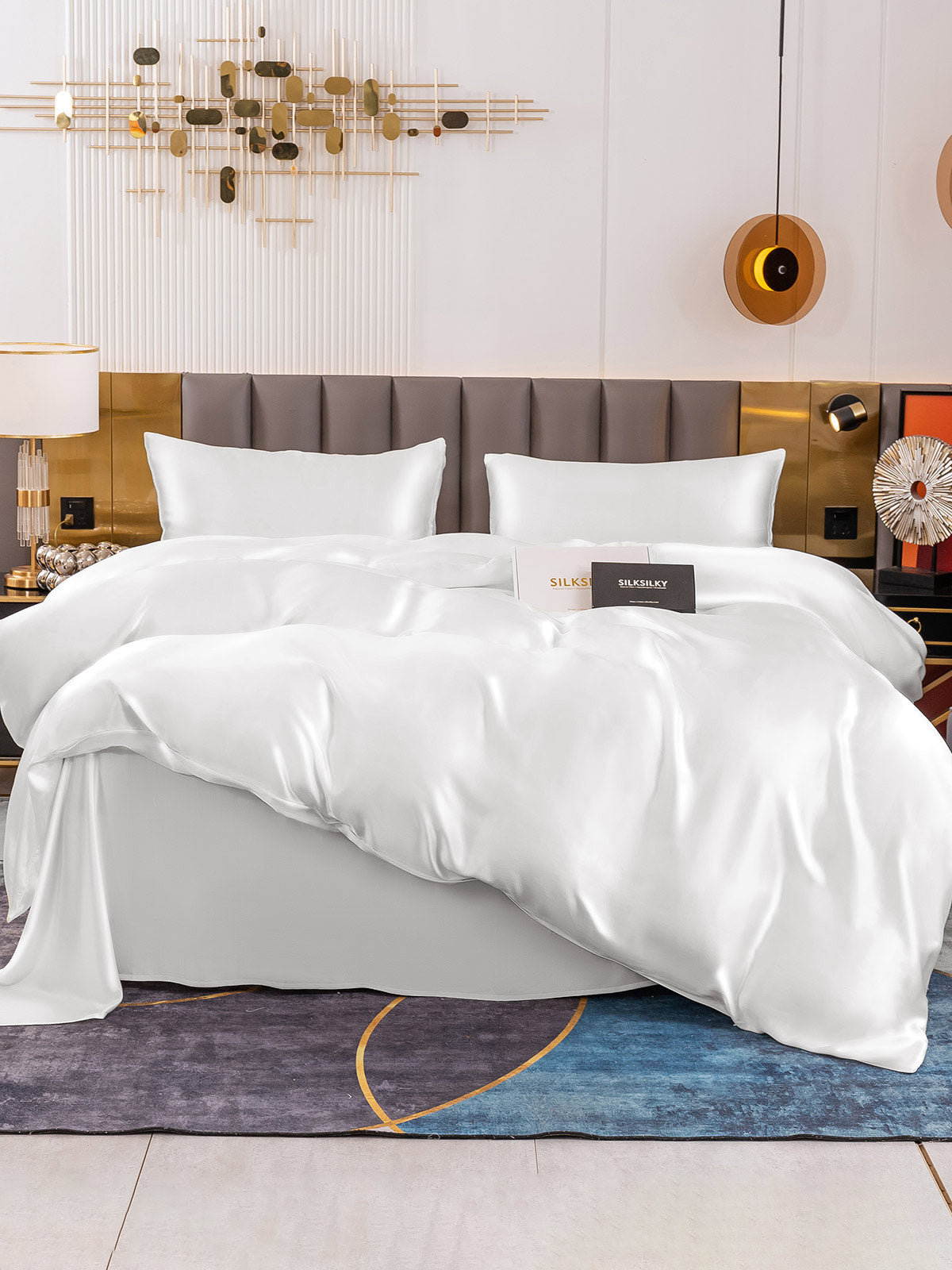 [Valkoinen] SilkSilky-FI 19Momme Vuodevaatteet Setti 002