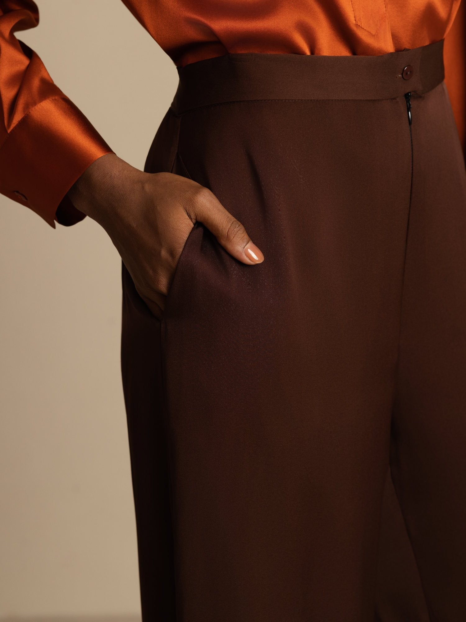 [Tumma Suklaa] SilkSilky-FI 19Momme Silkki Womens Pants 005