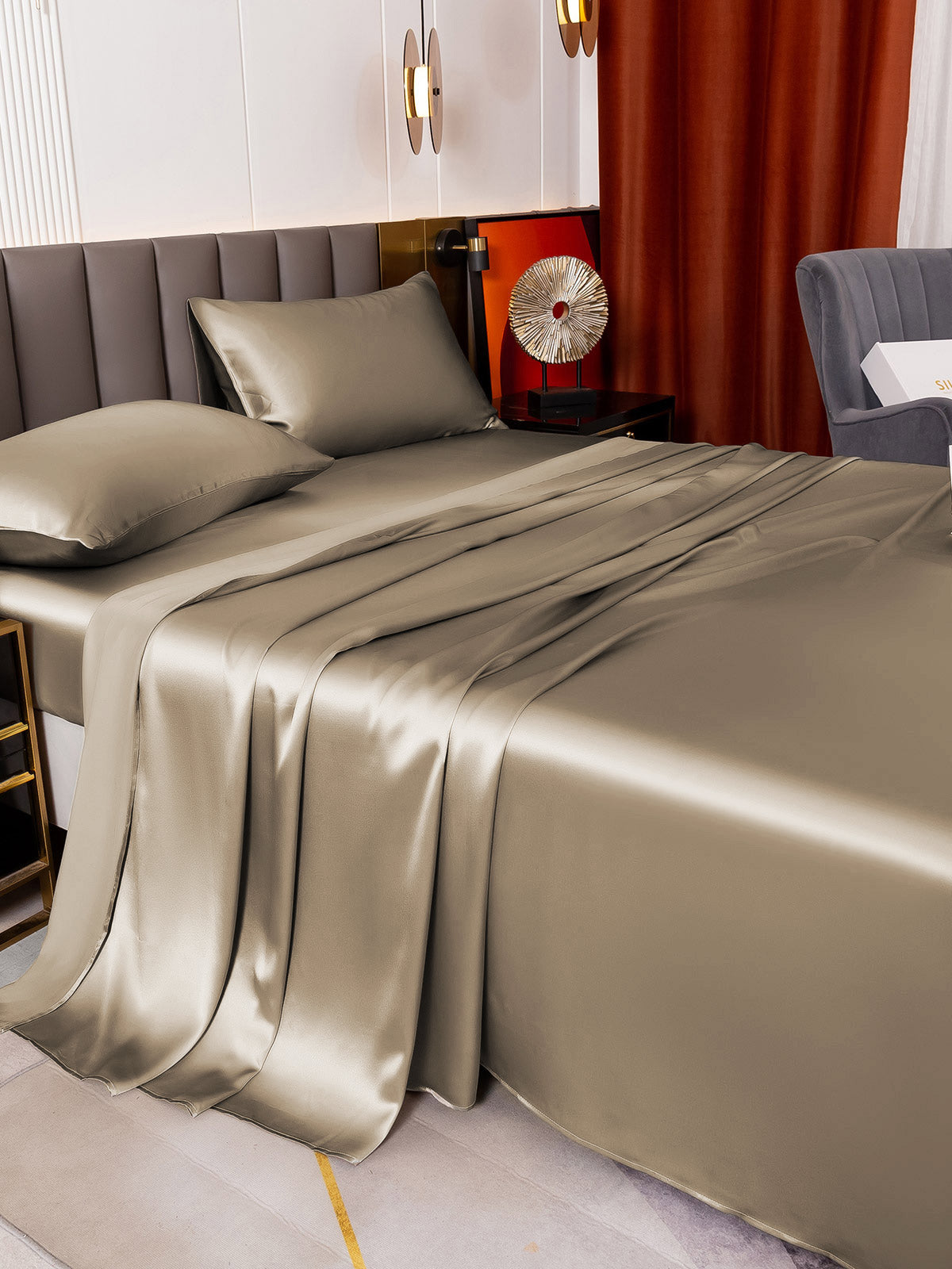 [Khaki] SilkSilky-FI 19Momme Bedding Set 005
