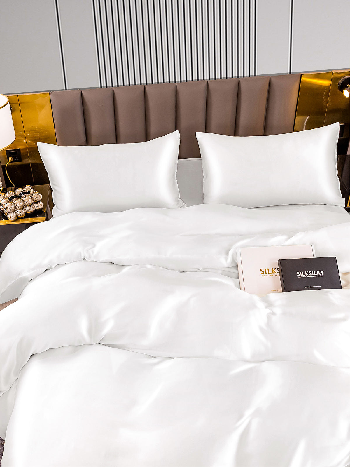 [Valkoinen] SilkSilky-FI 22Momme Bedding Set 005