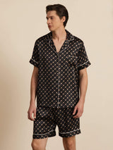 [Musta Ketju] SilkSilky-FI Short Sleeve Notkokaulus Miesten Pyjamat 001