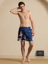 [Tummansininen] SilkSilky-FI 19Momme Mens Sleep Bottoms 006
