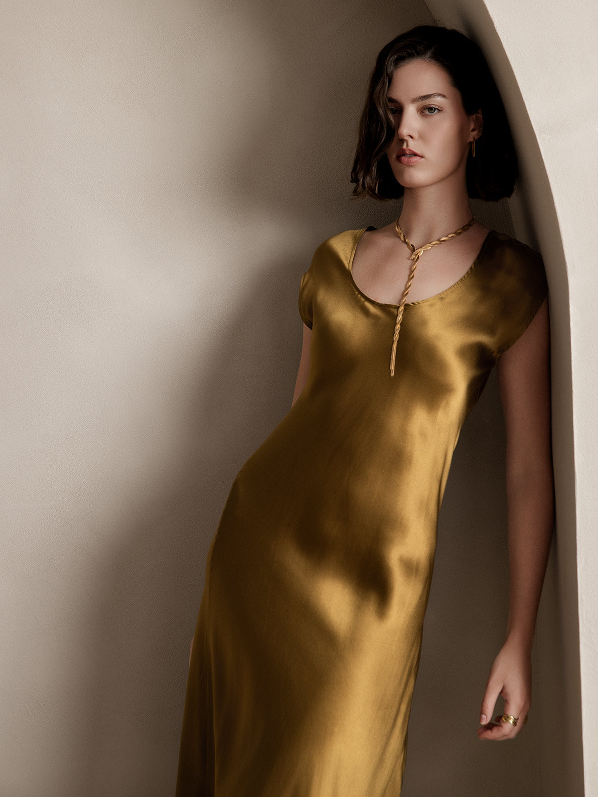 [Ruskea] SilkSilky-FI 19Momme Dress 004