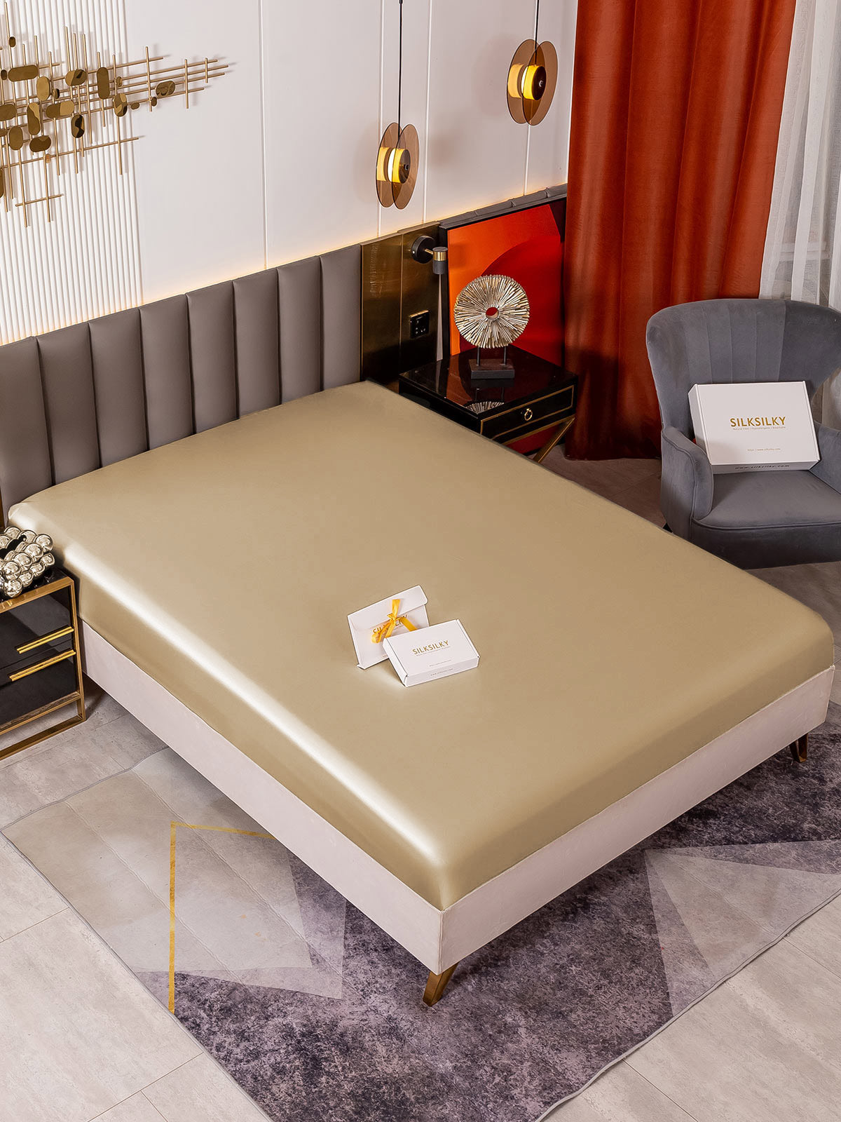 [Beige] SilkSilky-FI 19Momme Sheet 001