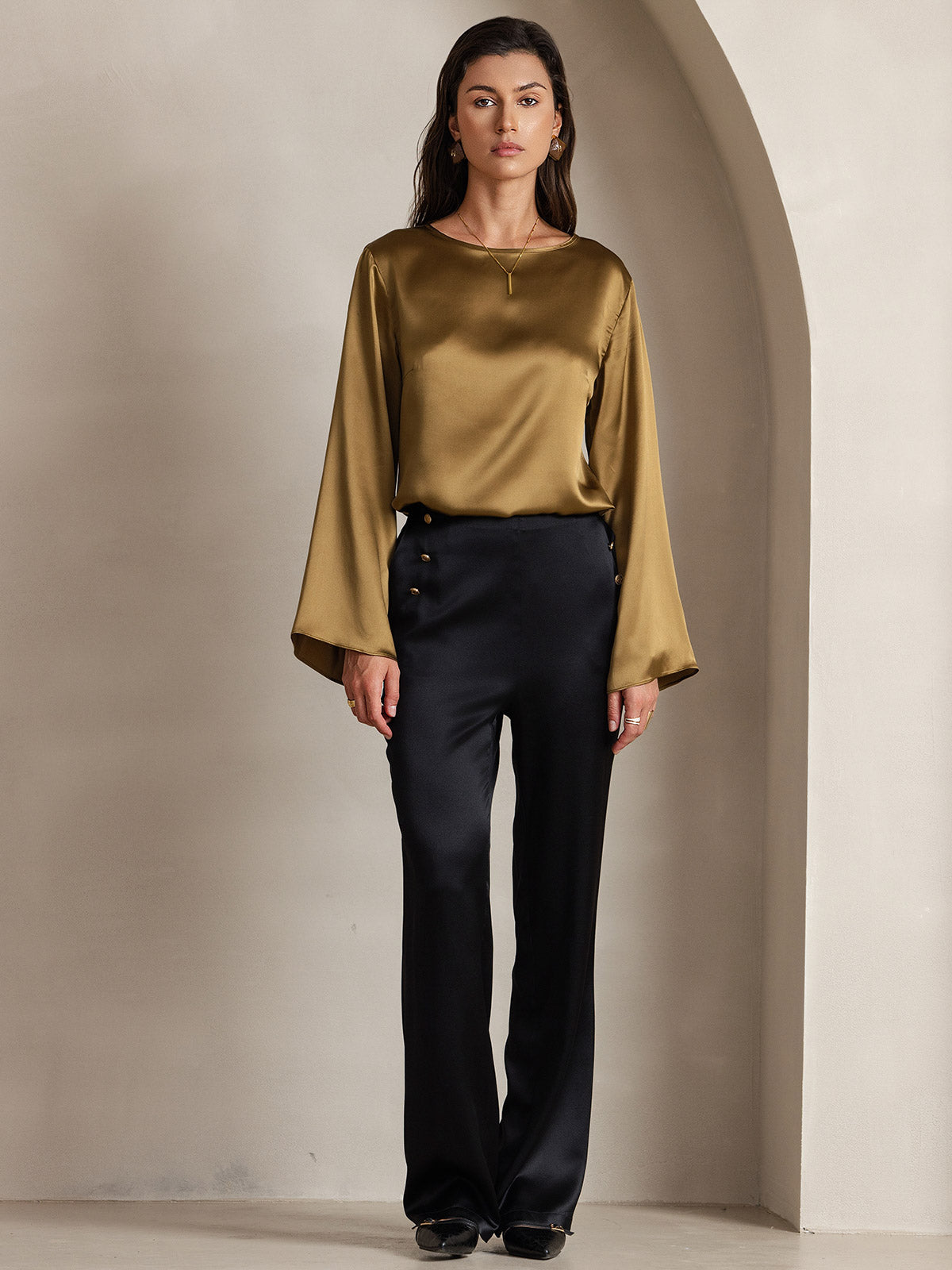 [Ruskea] SilkSilky-FI 19Momme Womens T-Shirt 004,