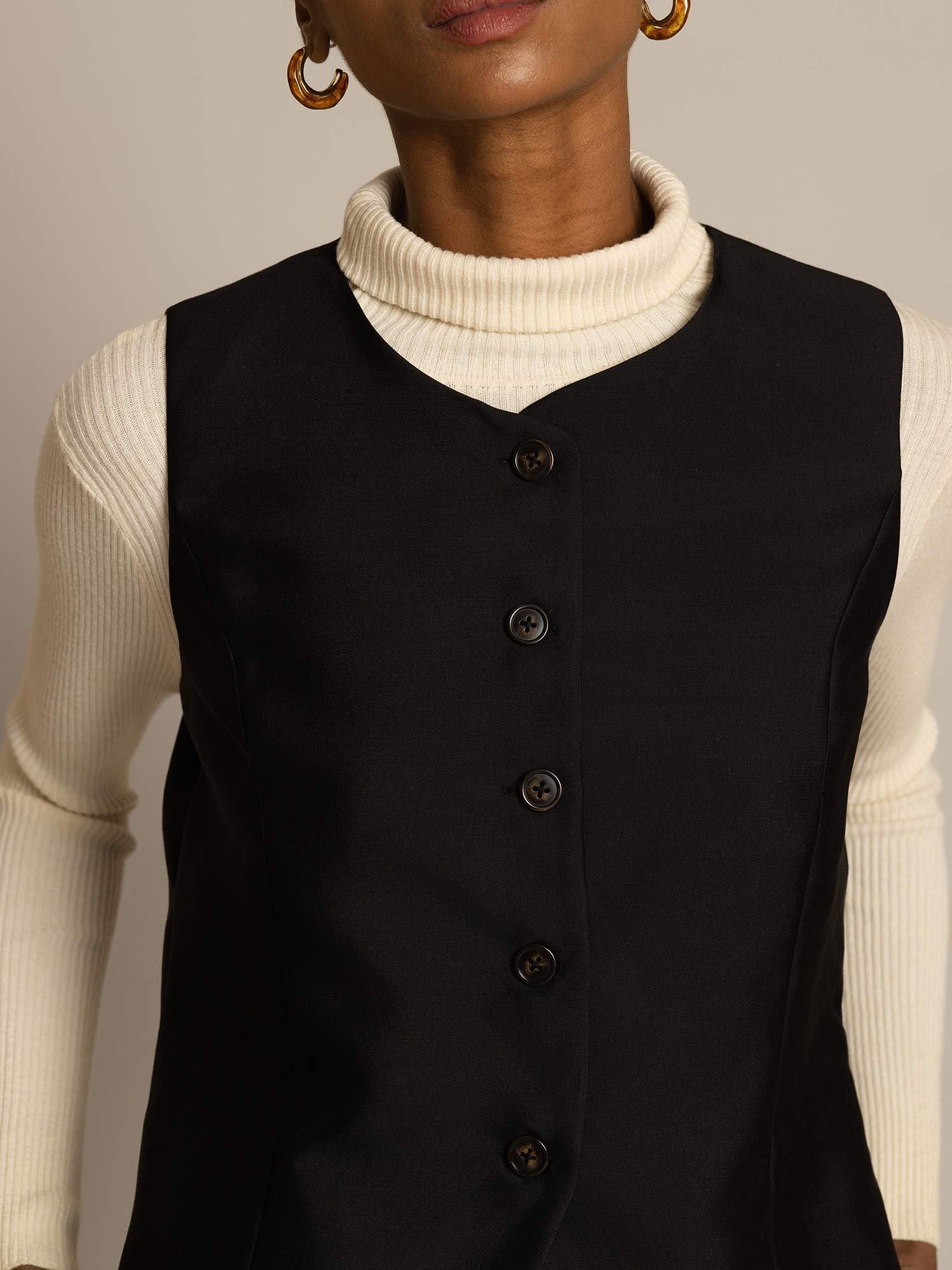 [Musta] SilkSilky-FI 32Momme Silk-Wool Blend Womens Vest 003,