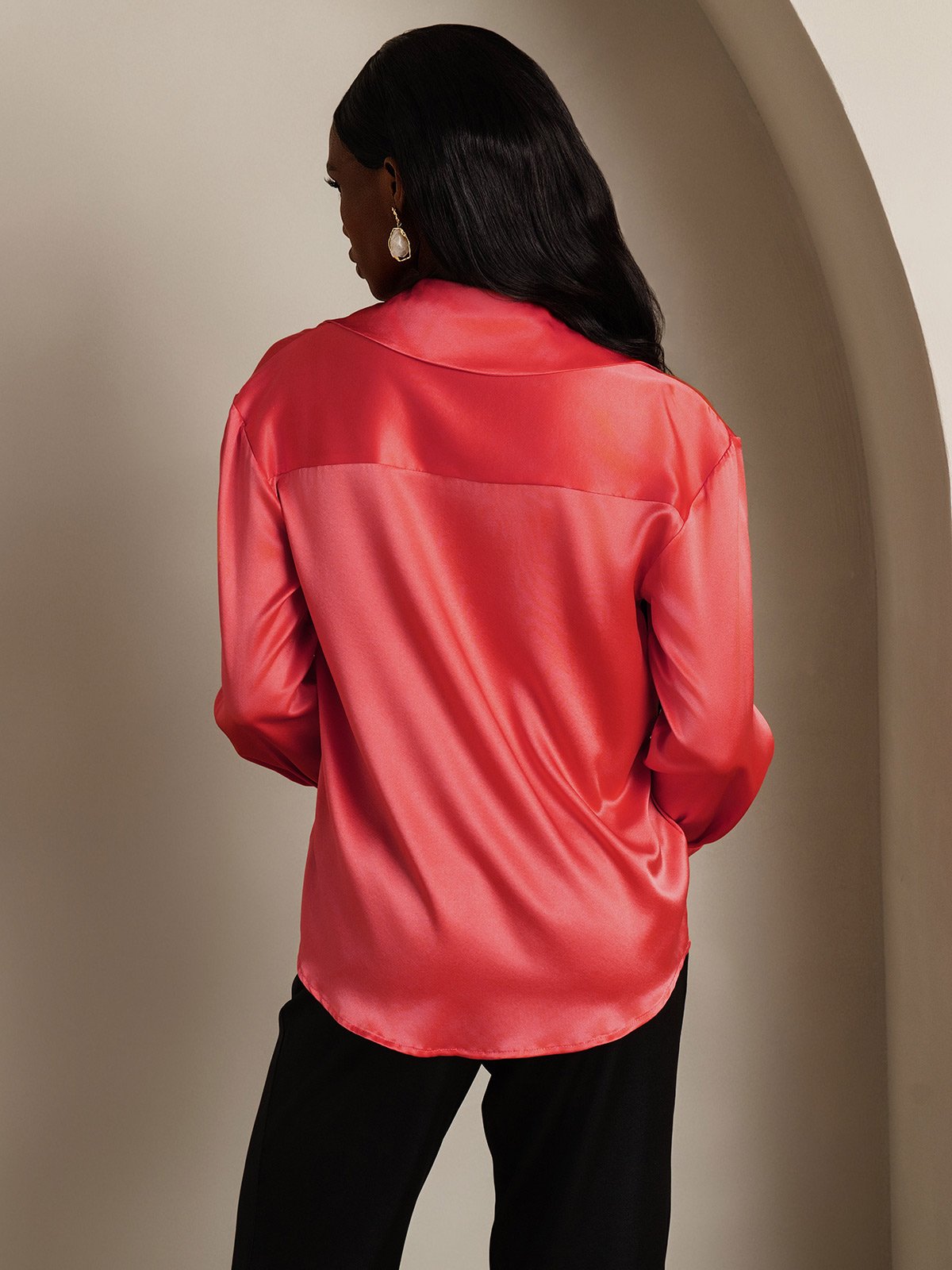 SilkSilky-FI 19Momme Womens Shirt KeisarillinenPunainen 002