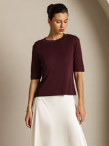 [Windsorviini] SilkSilky-FI Half Sleeve Crew Neck Naisten T-paita 009