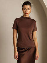 [Kahvi] SilkSilky-FI Short Sleeve Naisten T-paita 003