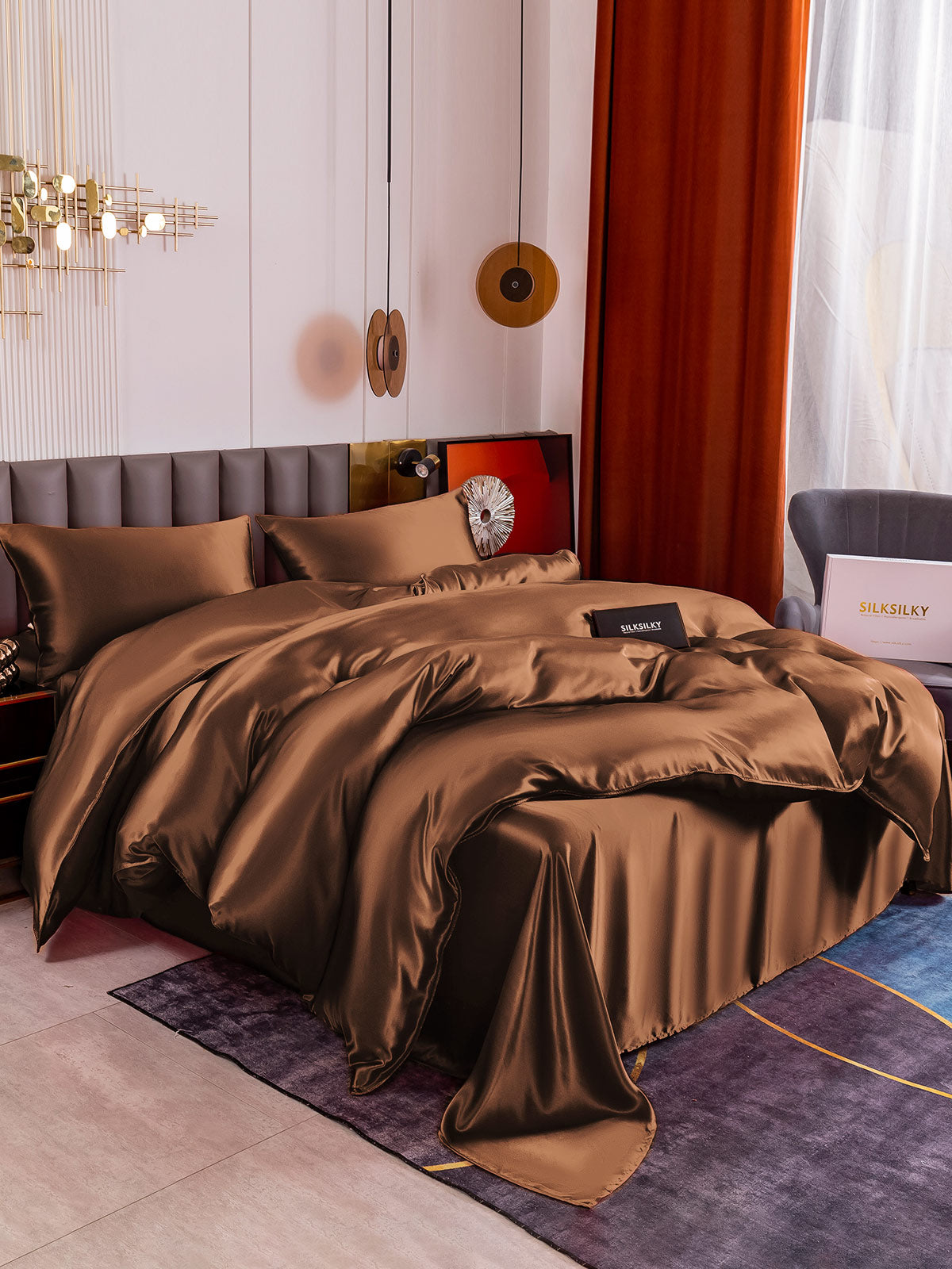 [Kahvi] SilkSilky-FI 19Momme Bedding Set 004