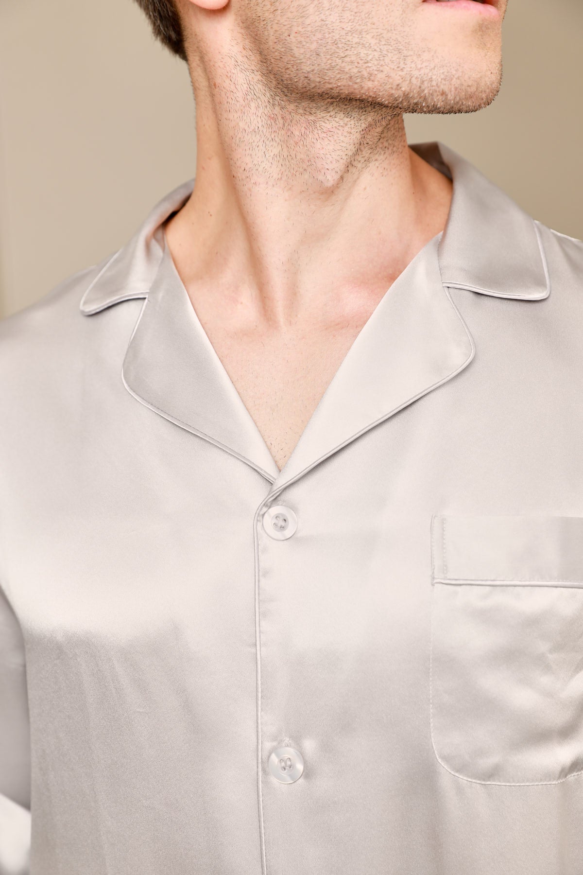 [Harmaa] SilkSilky-FI 19Momme Mens Pajamas 006